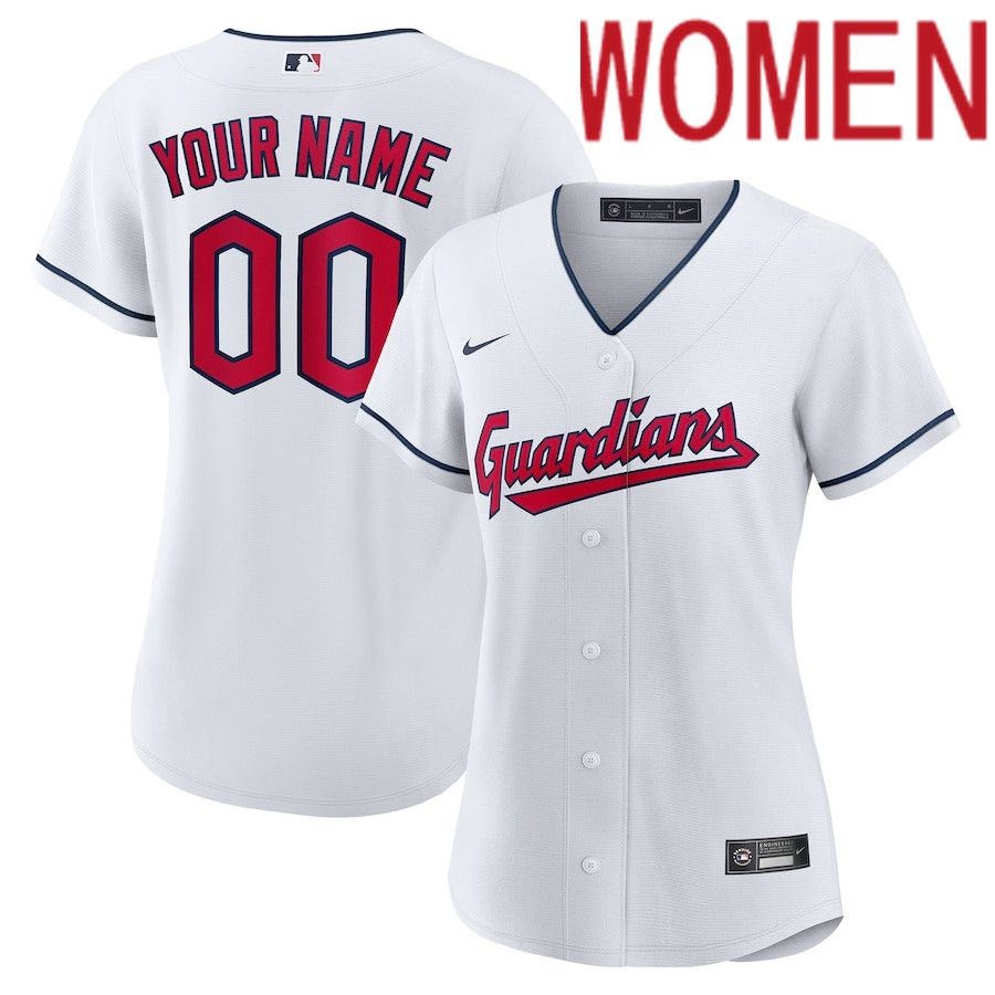 Women Cleveland Guardians Nike White Replica Custom MLB Jersey->women mlb jersey->Women Jersey